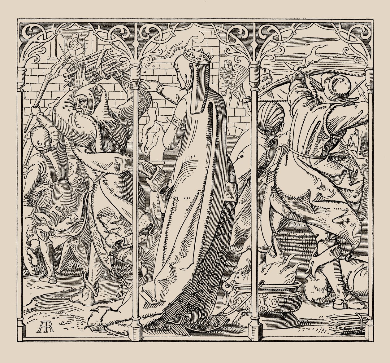 Die Nibelungen。女王如何下令烧毁大厅，1840-1841年。 作者 阿尔弗雷德·雷特尔