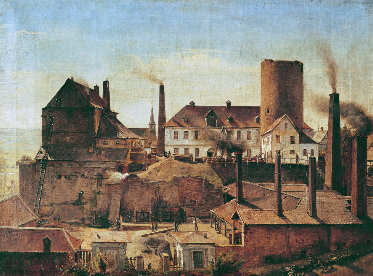 Burg Wetter的Harkort工厂，1834年 作者 阿尔弗雷德·雷特尔