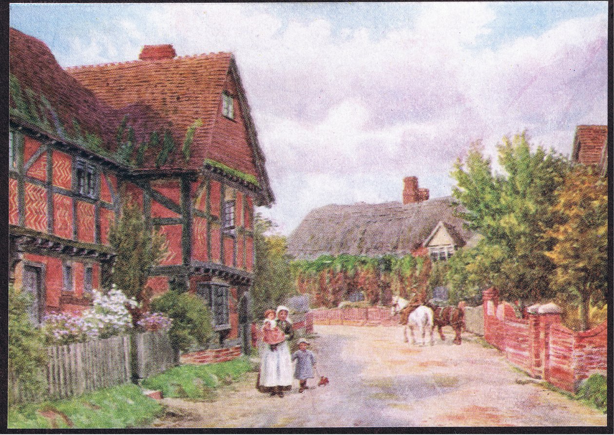 East Hagbourne的小屋，来自The Cottages和英格兰乡村生活村，由Dent＆Sons Limited出版，1912年 作者 阿尔弗雷德·罗伯特·昆顿