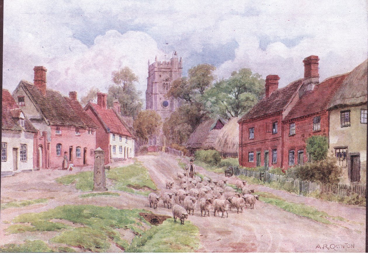 Monks Eleigh, Suffolk，来自 Dent & Sons Limited 出版的英格兰乡村生活的小屋和乡村生活 作者 阿尔弗雷德·罗伯特·昆顿