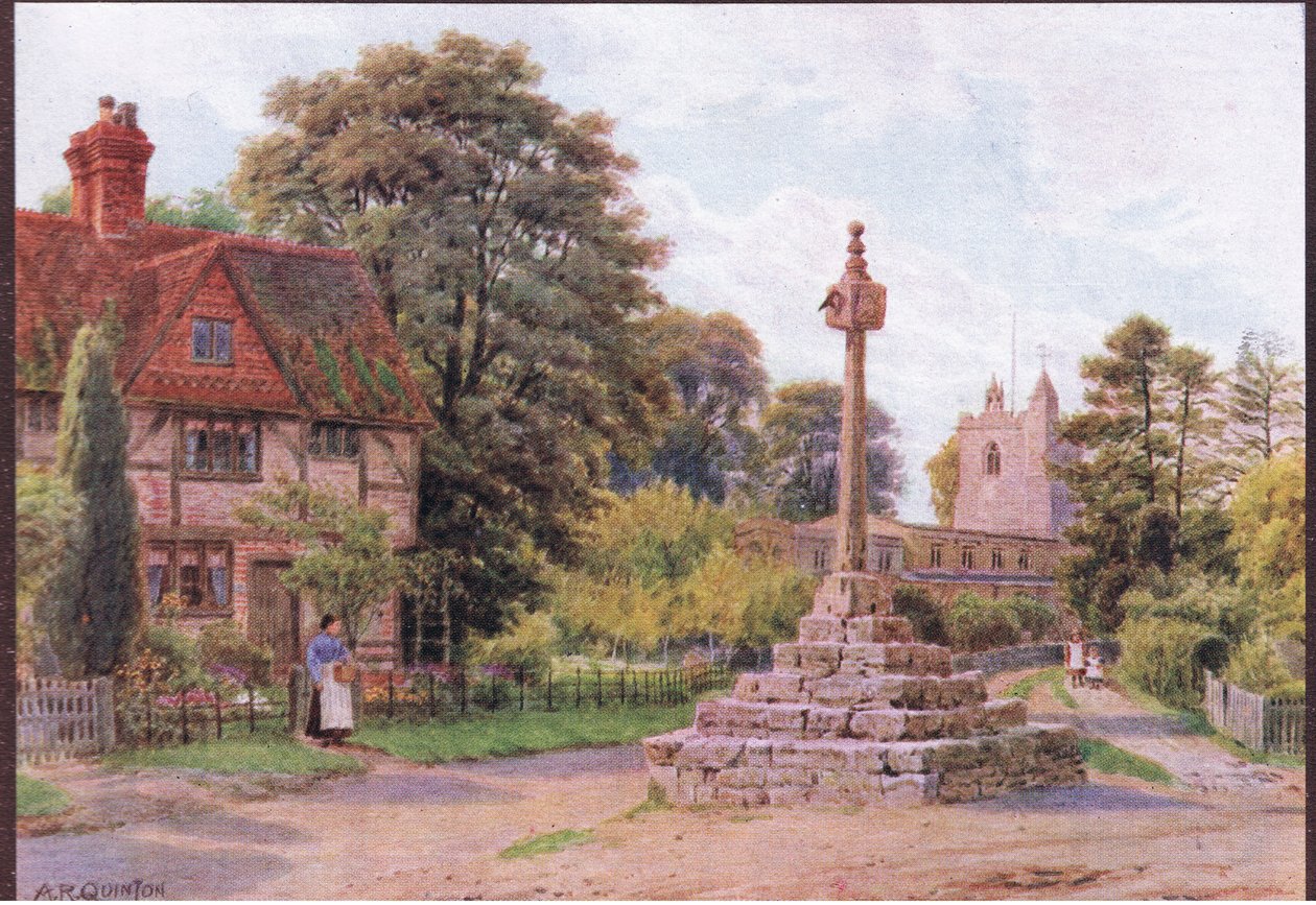 The Cross，East Hagbourne，Berkshire，来自The Cottages和乡村生活的英格兰乡村生活由Dent＆Sons Limited出版，1912年 作者 阿尔弗雷德·罗伯特·昆顿