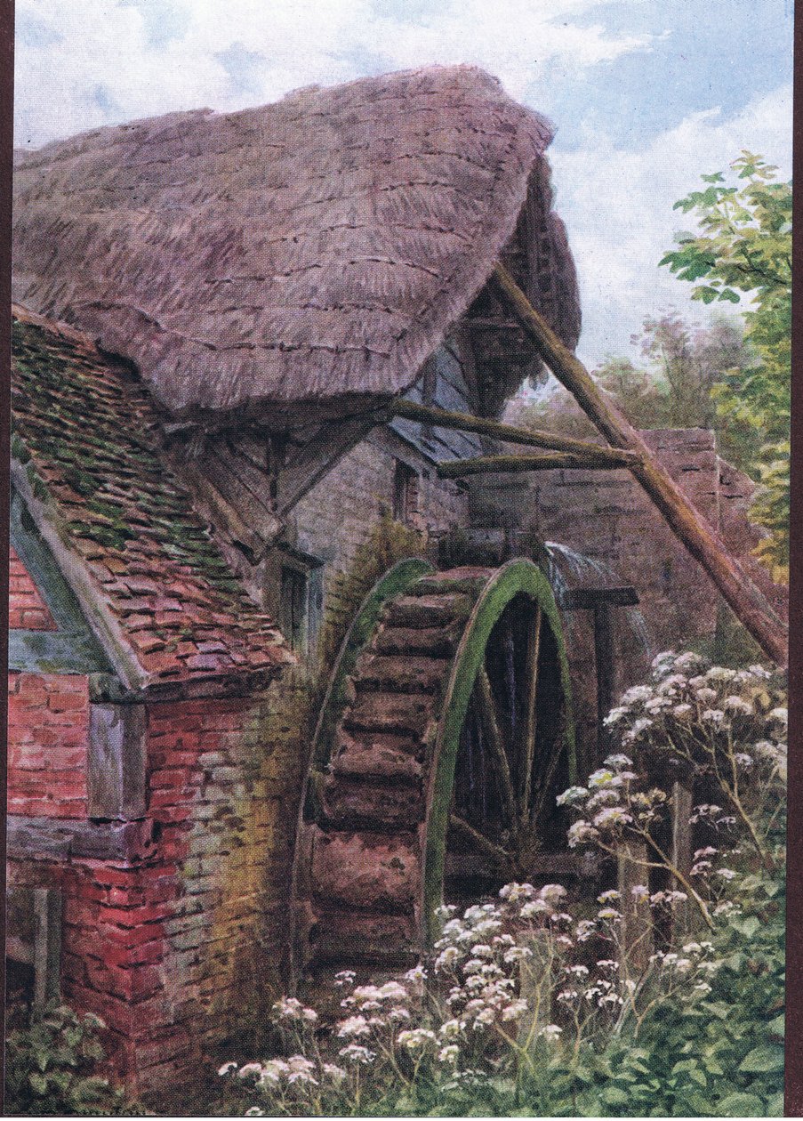 The Mill Wheel, Elmley Castle, Worcester，来自 Dent & Sons Limited 出版的 The Cottages and the Village Life of Rural England 作者 阿尔弗雷德·罗伯特·昆顿