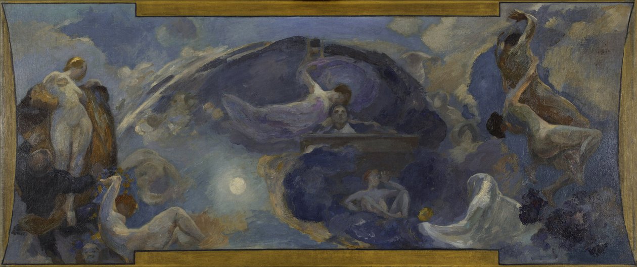 小皇宫草图，南画廊：诗歌 - 戏剧，1906 年至 1914 年（布面油画） 作者 阿尔弗雷德·罗尔