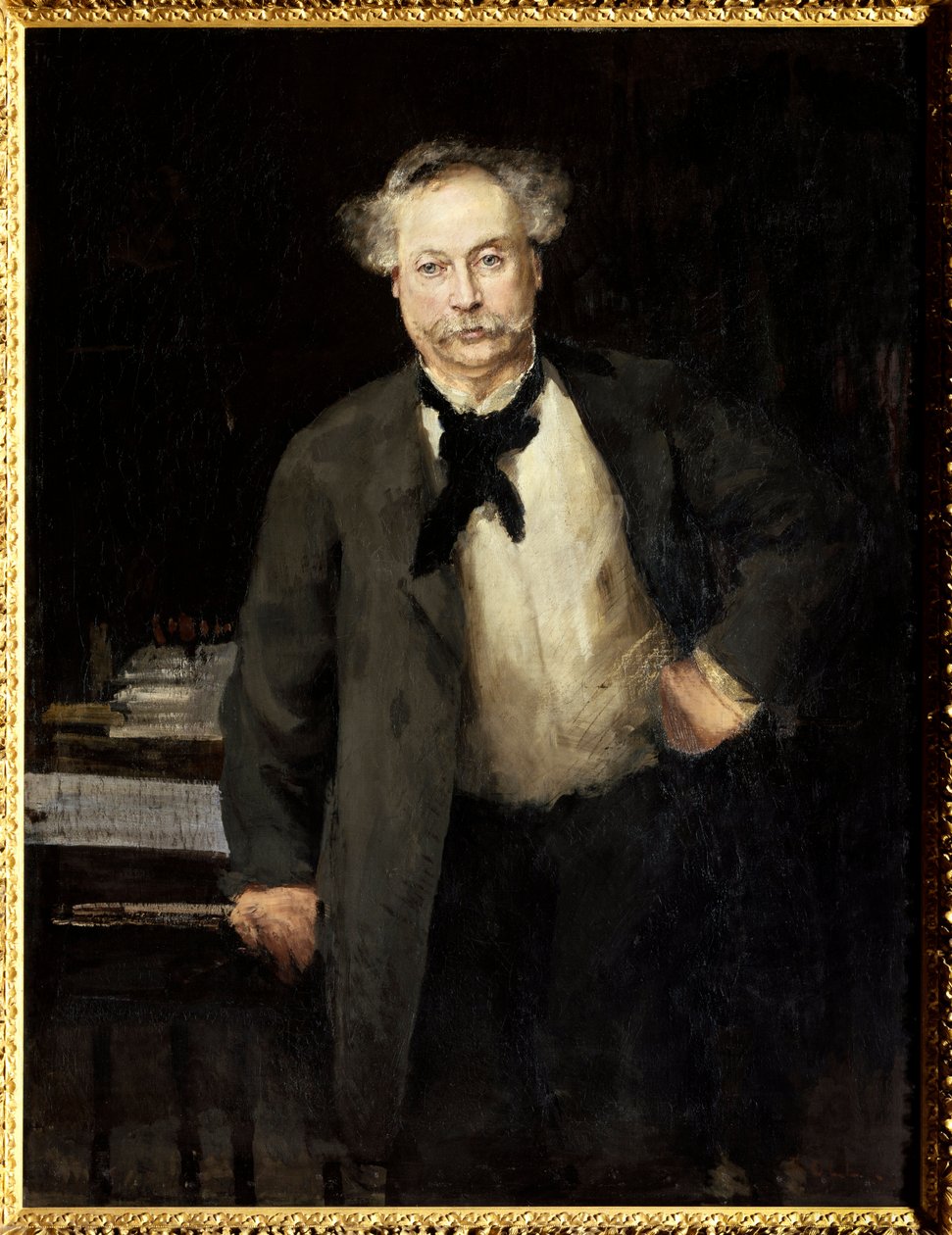 法国作家小仲马（1824-1895）的画像。阿尔弗雷德-菲利普-罗尔（1846-1919）的画作 作者 阿尔弗雷德·罗尔