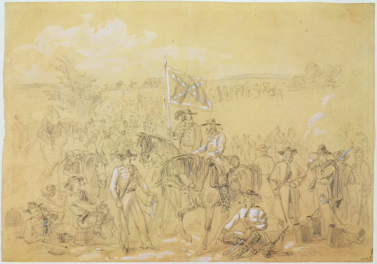 第一次弗吉尼亚骑兵停在1862年9月27日的“哈珀周刊”（铅笔与中国白纸） 作者 阿尔弗雷德·鲁道夫·沃德