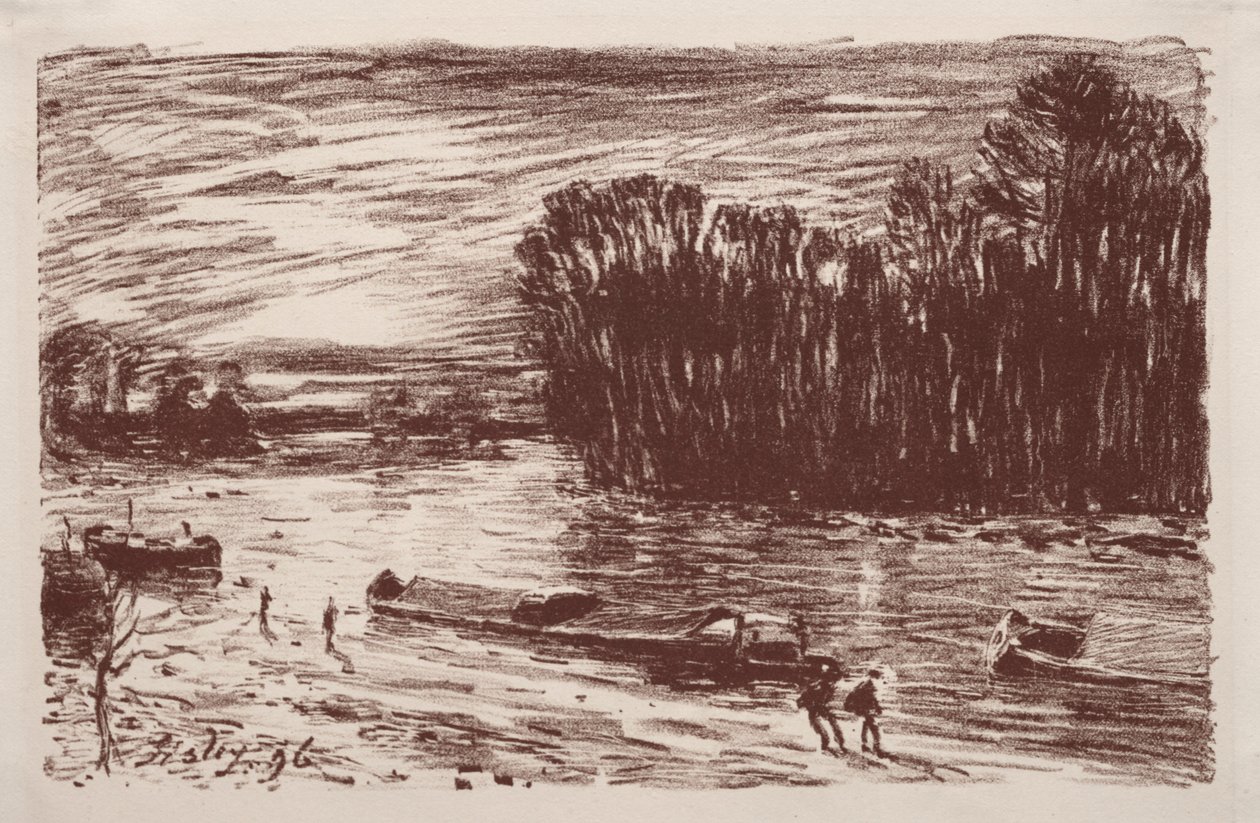 靠近圣马梅斯的卢恩河岸，1896年。 作者 阿尔弗雷德·西斯利