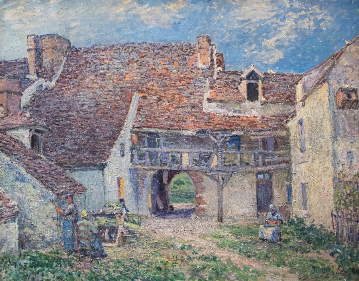法语: Cour de ferme à Saint-Mammès 作者 阿尔弗雷德·西斯利