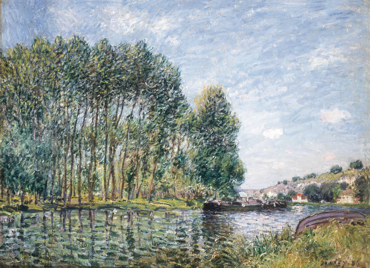 法语: Tournant du Loing à Moret 作者 阿尔弗雷德·西斯利