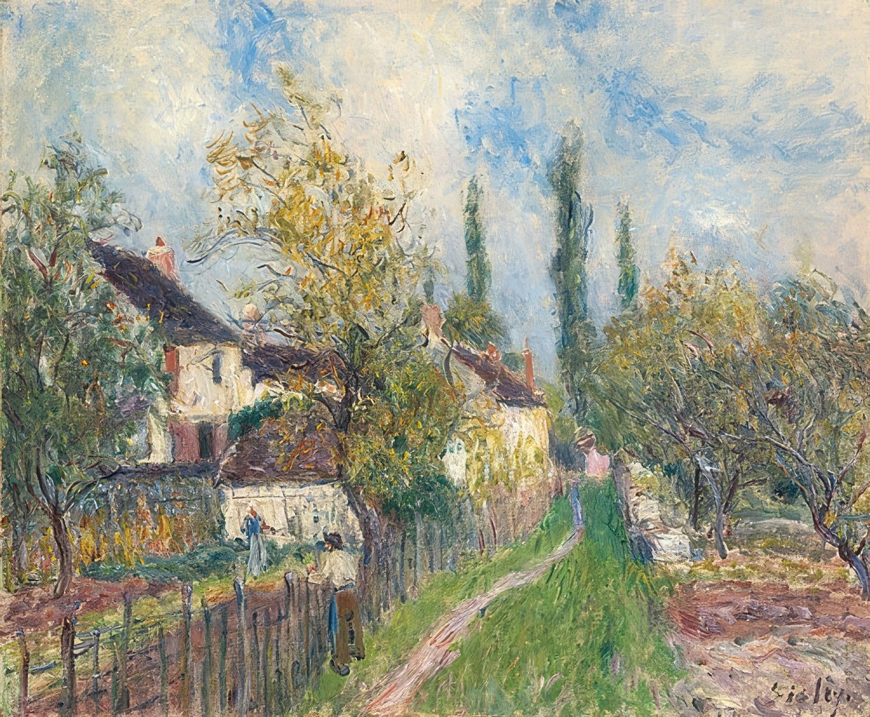 Les Sablons的行人路。 1883年 作者 阿尔弗雷德·西斯利