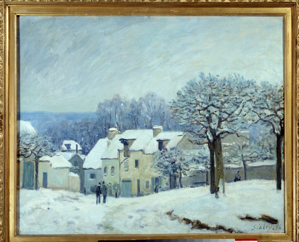 La place du kennel a Marly，Alfred Sisley (1839-1899) 1876 Dim. 0.5x0.61 m Rouen，Musee des Beaux Arts 的雪画效果 作者 阿尔弗雷德·西斯利