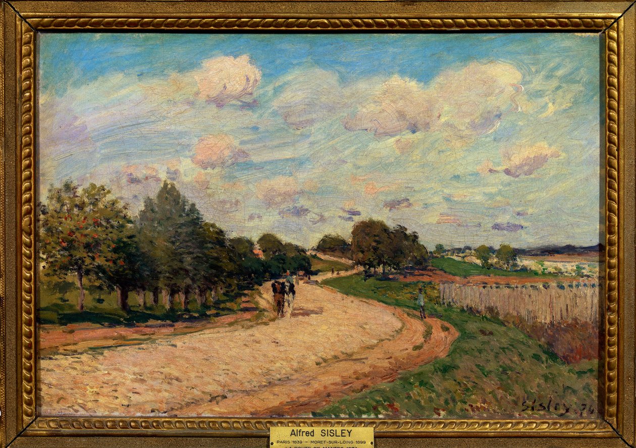La route de Mantes 绘画阿尔弗雷德·西斯莱 (1839-1899) 1874 年昏暗 0.38 x 0.55 米 巴黎卢浮宫博物馆 强制性提及：捐赠 Helene et Victor Lyon 作者 阿尔弗雷德·西斯利