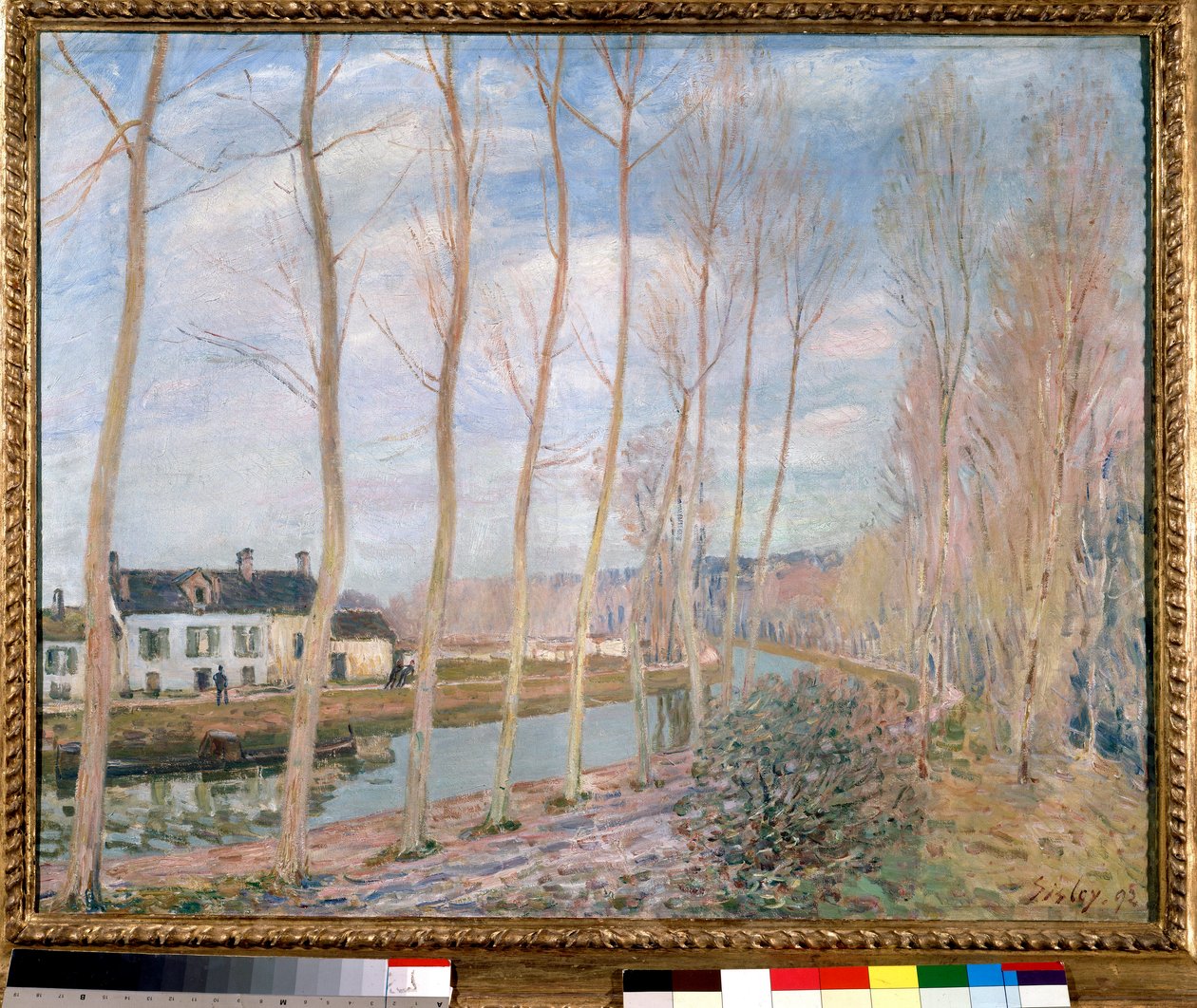 阿尔弗雷德·西斯莱 (Alfred Sisley) (1839-1899) 1892 年绘制的 Loing 运河画作。 0.73x0.93 m 巴黎，奥赛博物馆 作者 阿尔弗雷德·西斯利