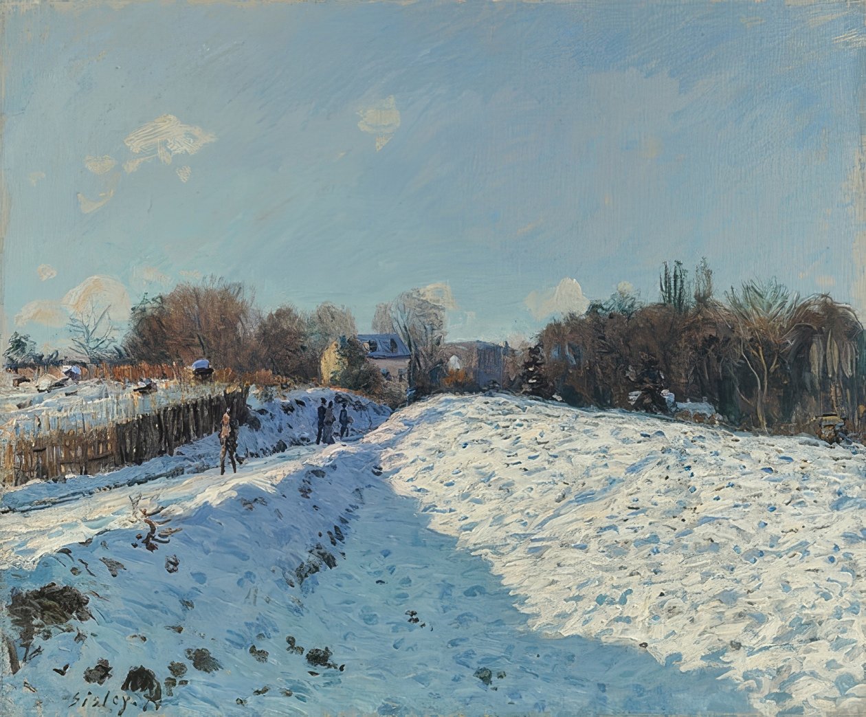 Louveciennes im Schnee（卢浮宫的雪景效果）。 1874年 作者 阿尔弗雷德·西斯利