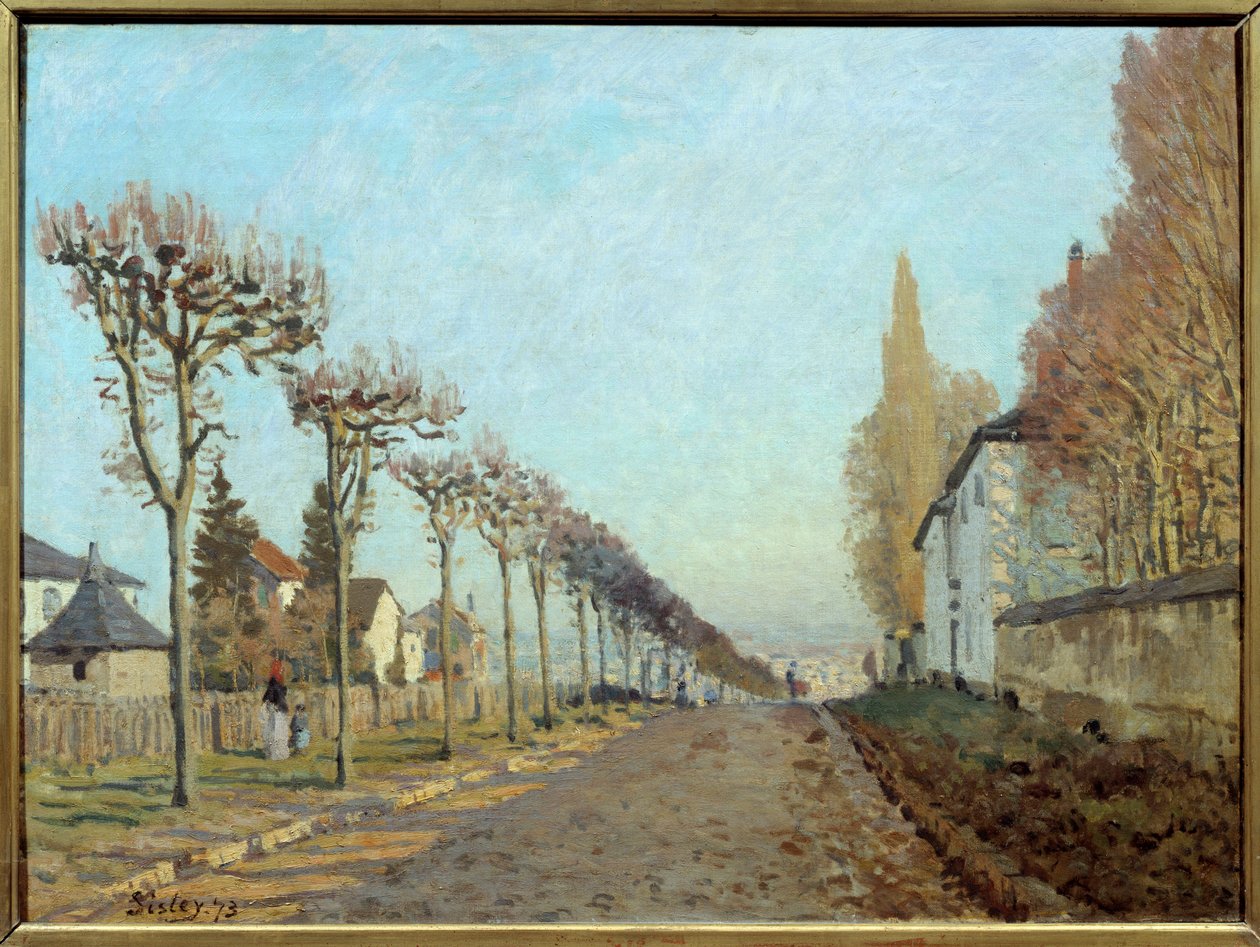 通往机器的道路，Louveciennes。 阿尔弗雷德·西斯莱 (1839-1899) 的绘画 作者 阿尔弗雷德·西斯利