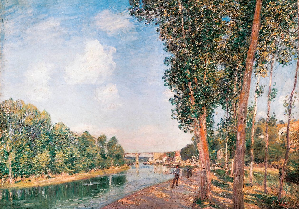 "Saint-Mammès. June Sunshine" Painting by Alfred Sisley (1839-1899) 作者 阿尔弗雷德·西斯利