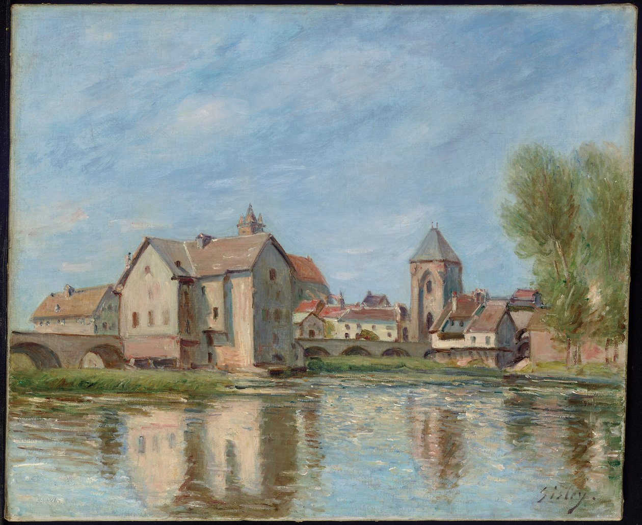 Moret sur Loing的桥梁和米尔斯，1892年 作者 阿尔弗雷德·西斯利