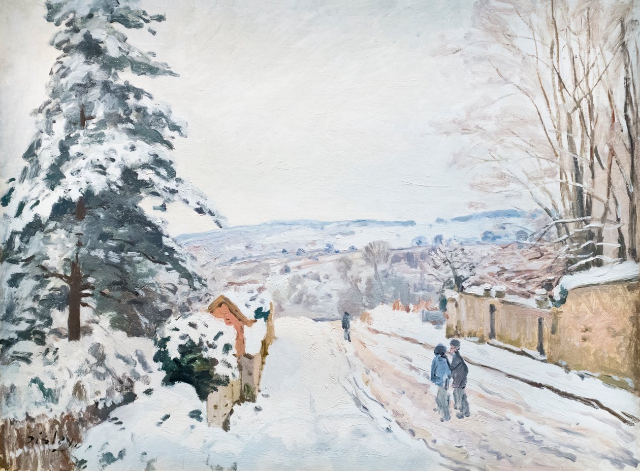 约 1872 年，通往 Louveciennes 的 Coeur Volant 路（布面油画） 作者 阿尔弗雷德·西斯利