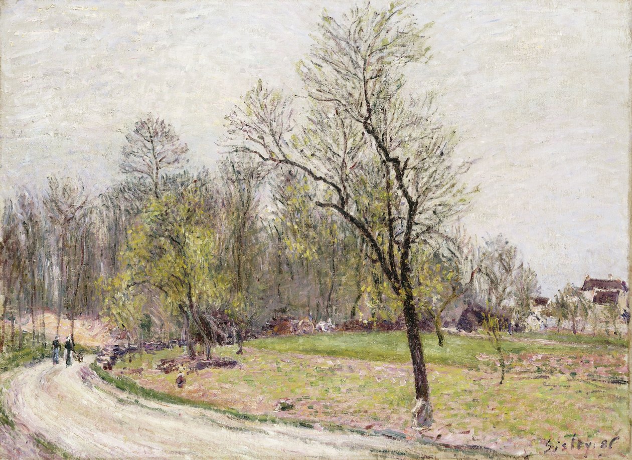 春季的森林边缘，傍晚； 1886年在巴黎春天（Printemps）的La Lisiere de la Foret 作者 阿尔弗雷德·西斯利