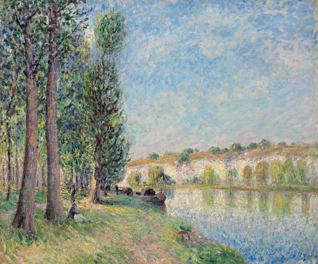 莫雷特的Loing； Le Loing Moret，1885年 作者 阿尔弗雷德·西斯利