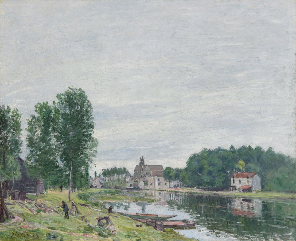 Matrat船厂，Moret-Sur-Loing，多雨天气，1892年 作者 阿尔弗雷德·西斯利