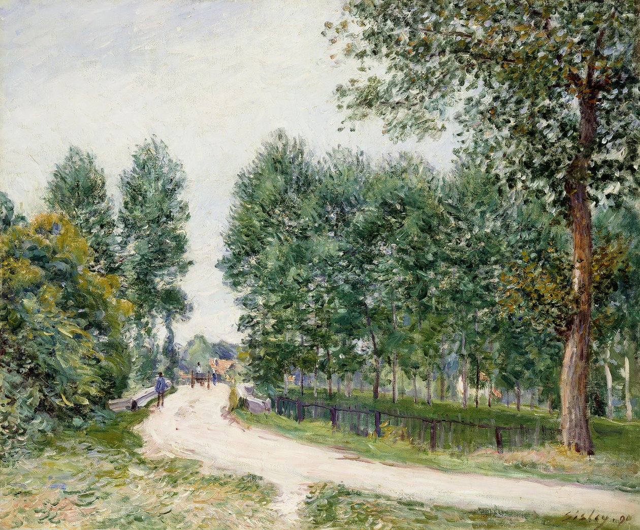 圣马梅斯之路，早晨；圣玛丽大教堂（Chemin de Saint-Mammes），上午，1890年 作者 阿尔弗雷德·西斯利