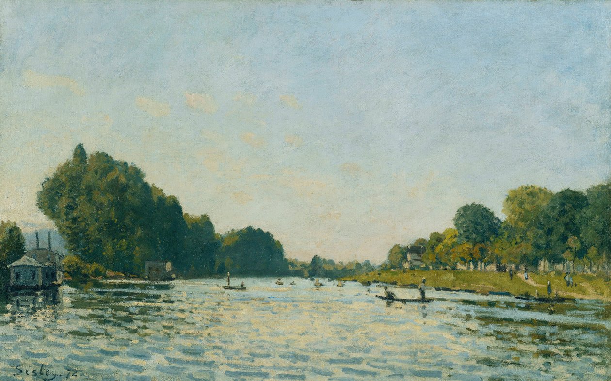 塞纳河在布吉瓦尔；塞纳河（La Seine a Bougival），1872年 作者 阿尔弗雷德·西斯利