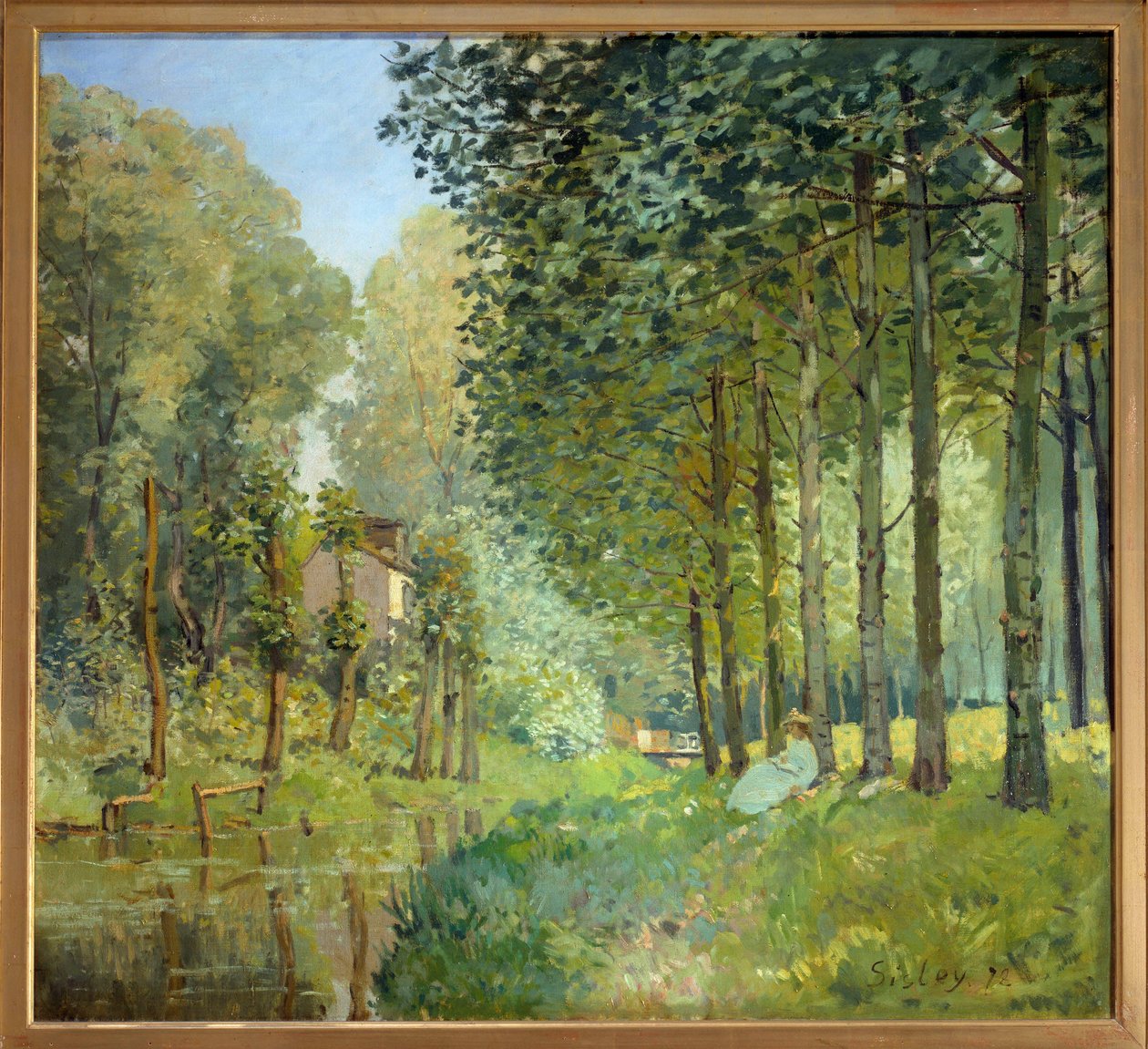 小溪边的其余部分，木边 - 阿尔弗雷德·西斯莱 (Alfred Sisley) 的绘画 (1839-1899) 作者 阿尔弗雷德·西斯利