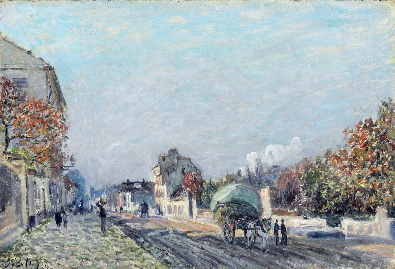 Une rue a Marly - 阿尔弗雷德-西斯莱（1839-1899 年）的画作，布面油画，38.1x55.9 厘米 作者 阿尔弗雷德·西斯利