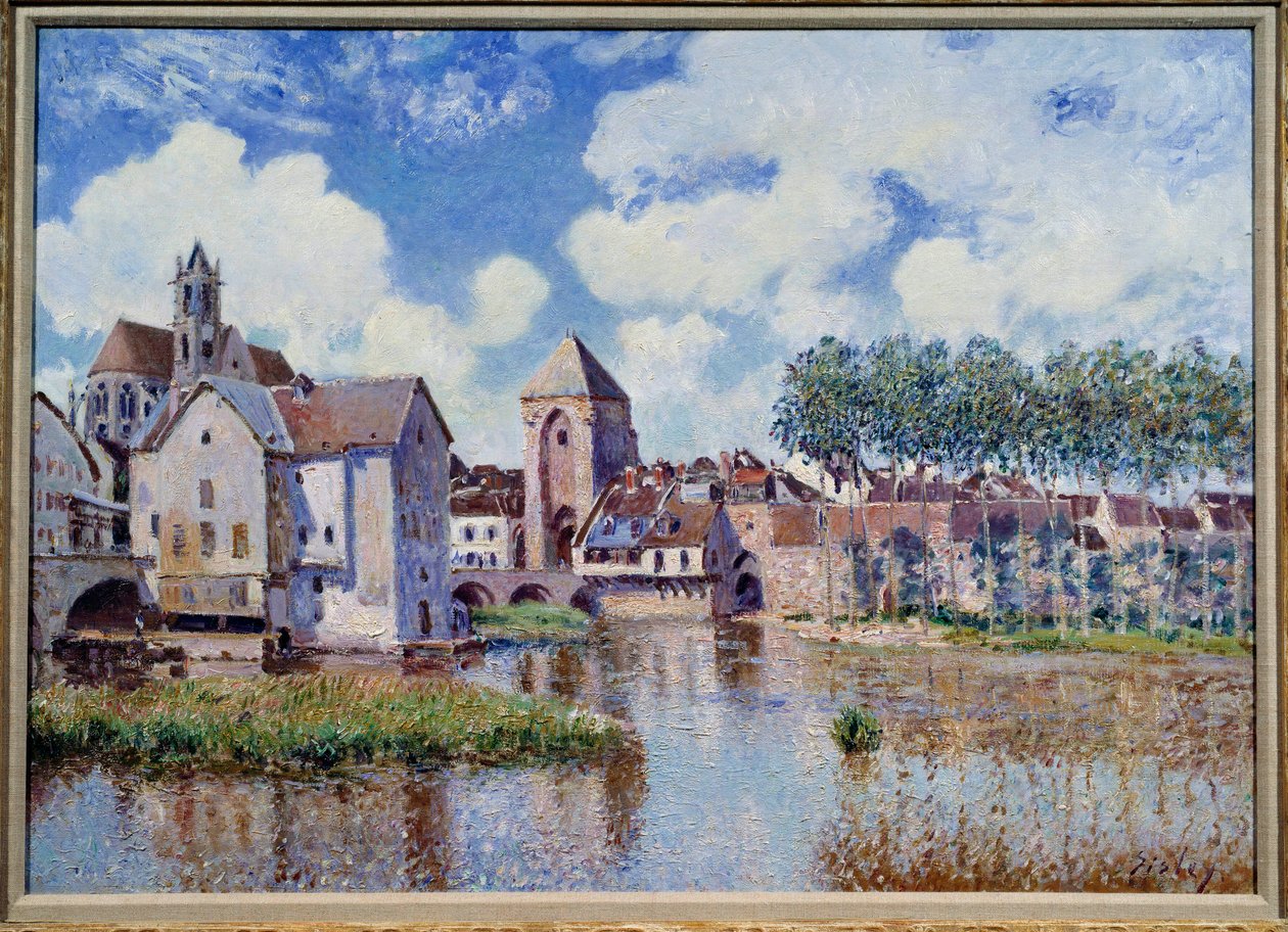在 Loing 的 Moret 的视图。 阿尔弗雷德·西斯莱 (1839-1899) 的绘画 作者 阿尔弗雷德·西斯利