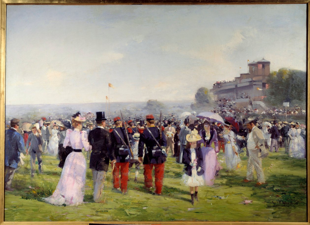 End of races at Auteuil Painting by Alfred Smith (1853-1936) 1893 Sun. 1,09x1,5 m Paris, Musee Carnavalet Attention! Use of this work may be subject to a third party authorization request or additional fees 作者 阿尔弗雷德·史密斯