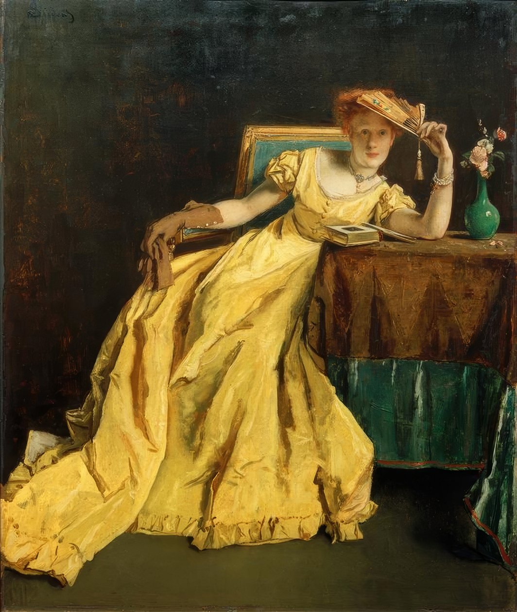 史蒂文斯，穿着黄色的女士 作者 阿尔弗雷德·埃米尔·史蒂文斯（Alfred Emile Stevens）