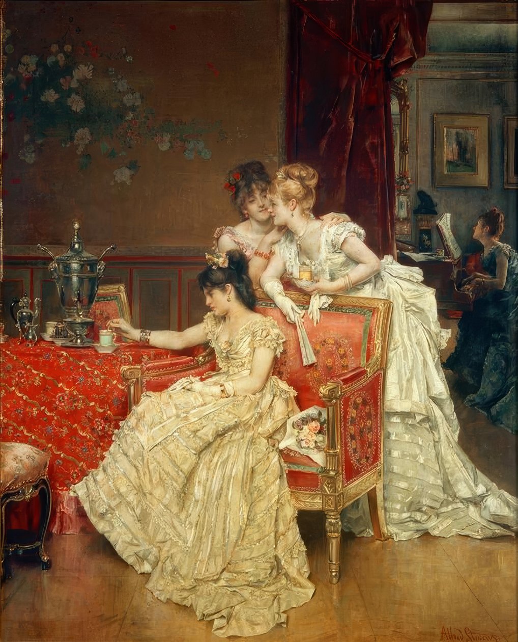 Alfred Stevens，塔斯河茶 作者 阿尔弗雷德·埃米尔·史蒂文斯（Alfred Emile Stevens）