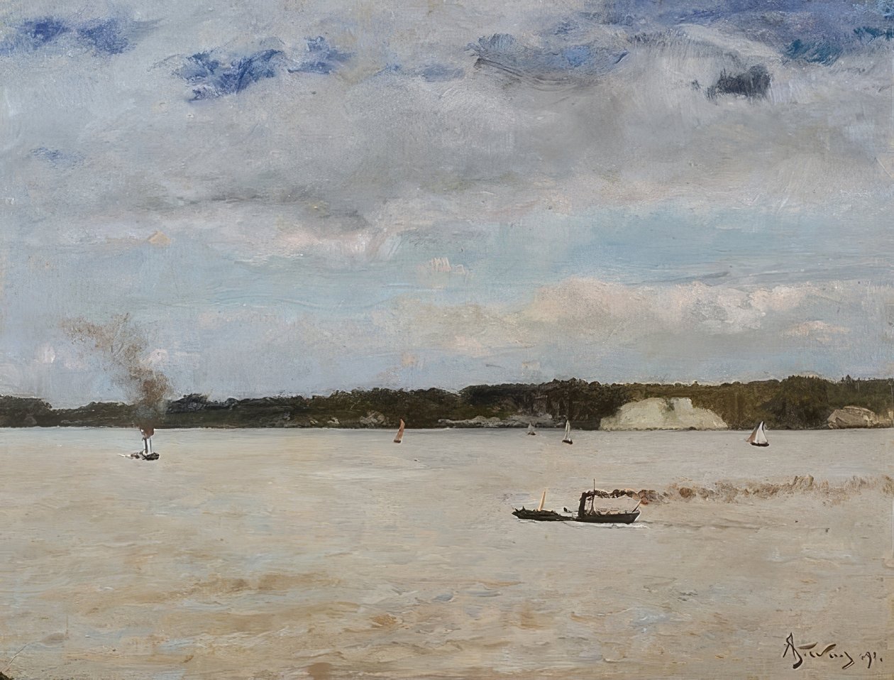 翁弗勒尔湾。 1891年 作者 阿尔弗雷德·埃米尔·史蒂文斯（Alfred Emile Stevens）