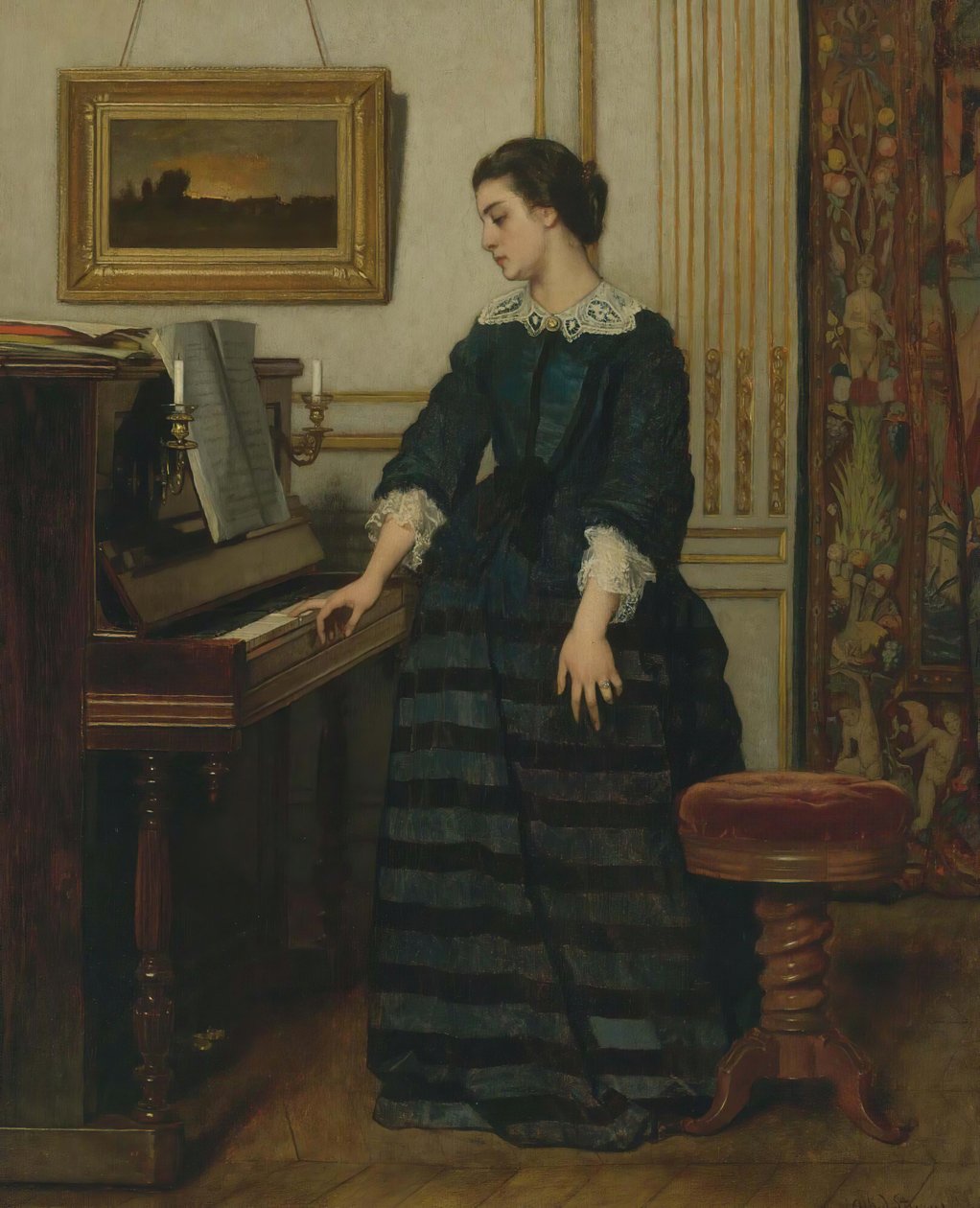 缺席。 作者 阿尔弗雷德·埃米尔·史蒂文斯（Alfred Emile Stevens）