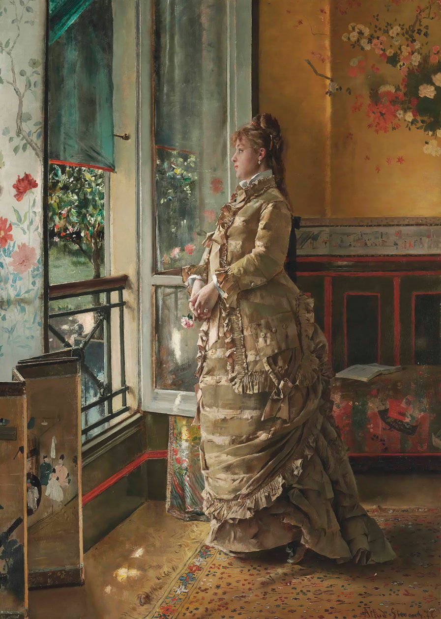 忧郁》，1876年。 作者 阿尔弗雷德·埃米尔·史蒂文斯（Alfred Emile Stevens）