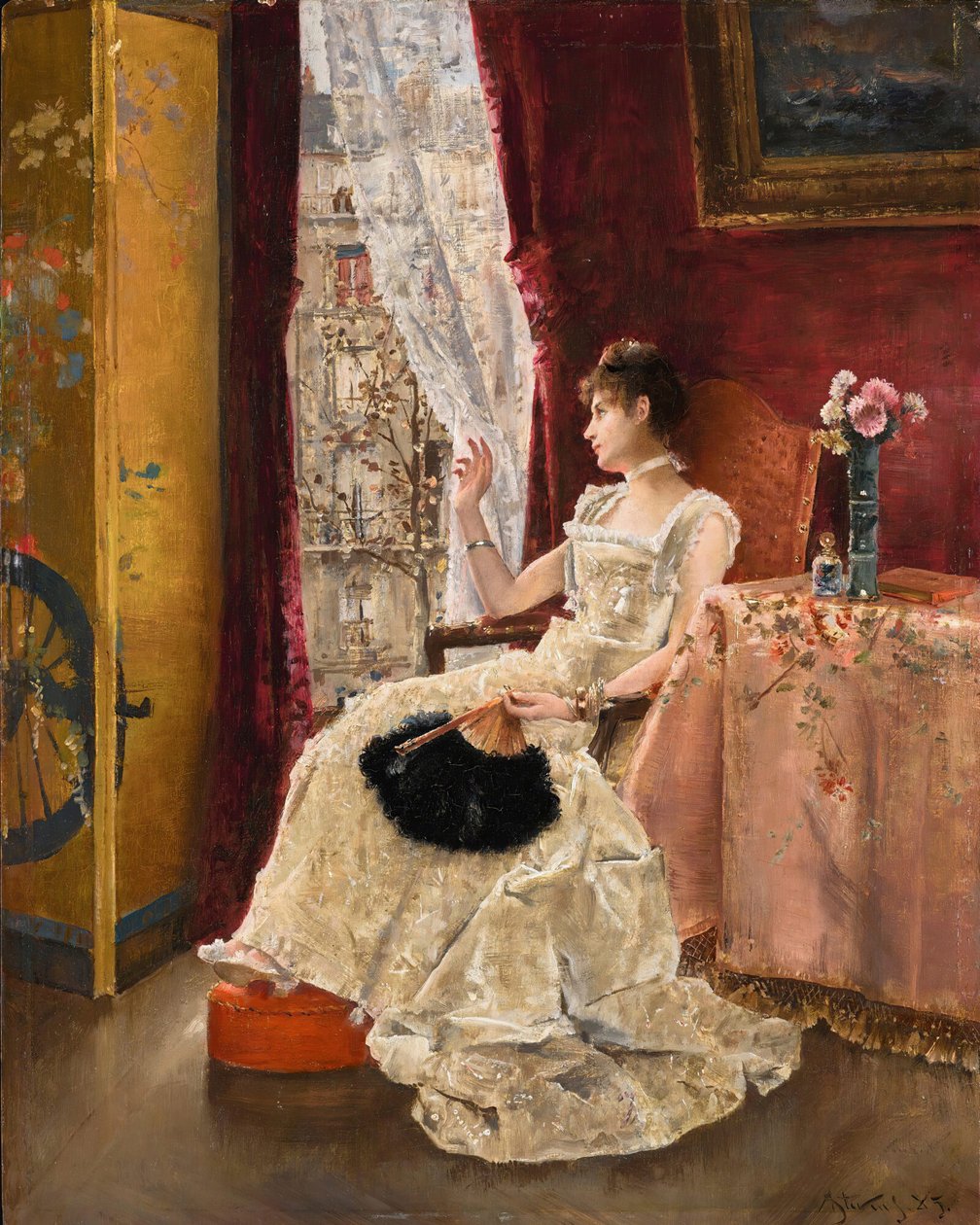 遐想》，1885年。 作者 阿尔弗雷德·埃米尔·史蒂文斯（Alfred Emile Stevens）