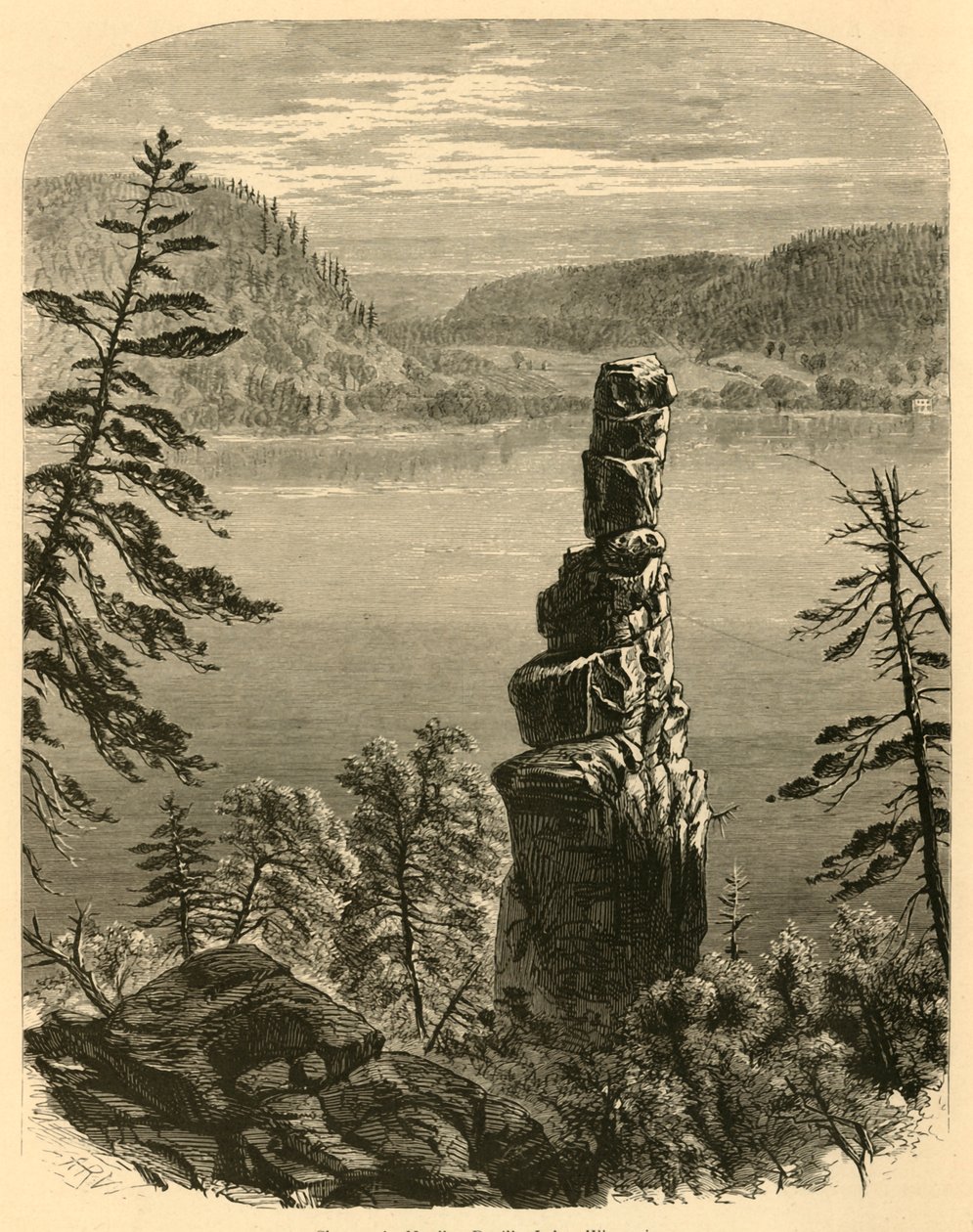 克娄巴特拉之针，魔鬼湖，威斯康星州"，1874年。 作者 阿尔弗雷德·沃德