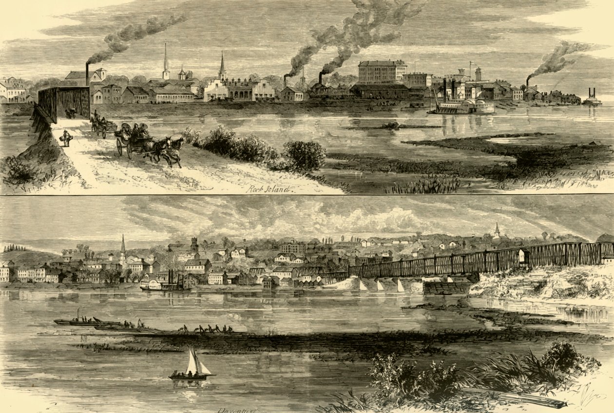 伊利诺伊州石岛-爱荷华州达文波特"，1874年。   作者 阿尔弗雷德·沃德