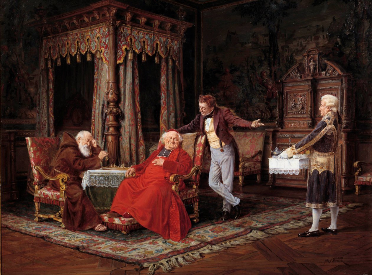 他杰出的品味 阿尔弗雷德·韦伯（Alfred Weber，1862-1922）的绘画，十九世纪阿维尼翁，卡尔维博物馆 - 红衣主教的虾。 阿尔弗雷德·韦伯 (1862-1922) 的绘画 作者 阿尔弗雷德·韦伯