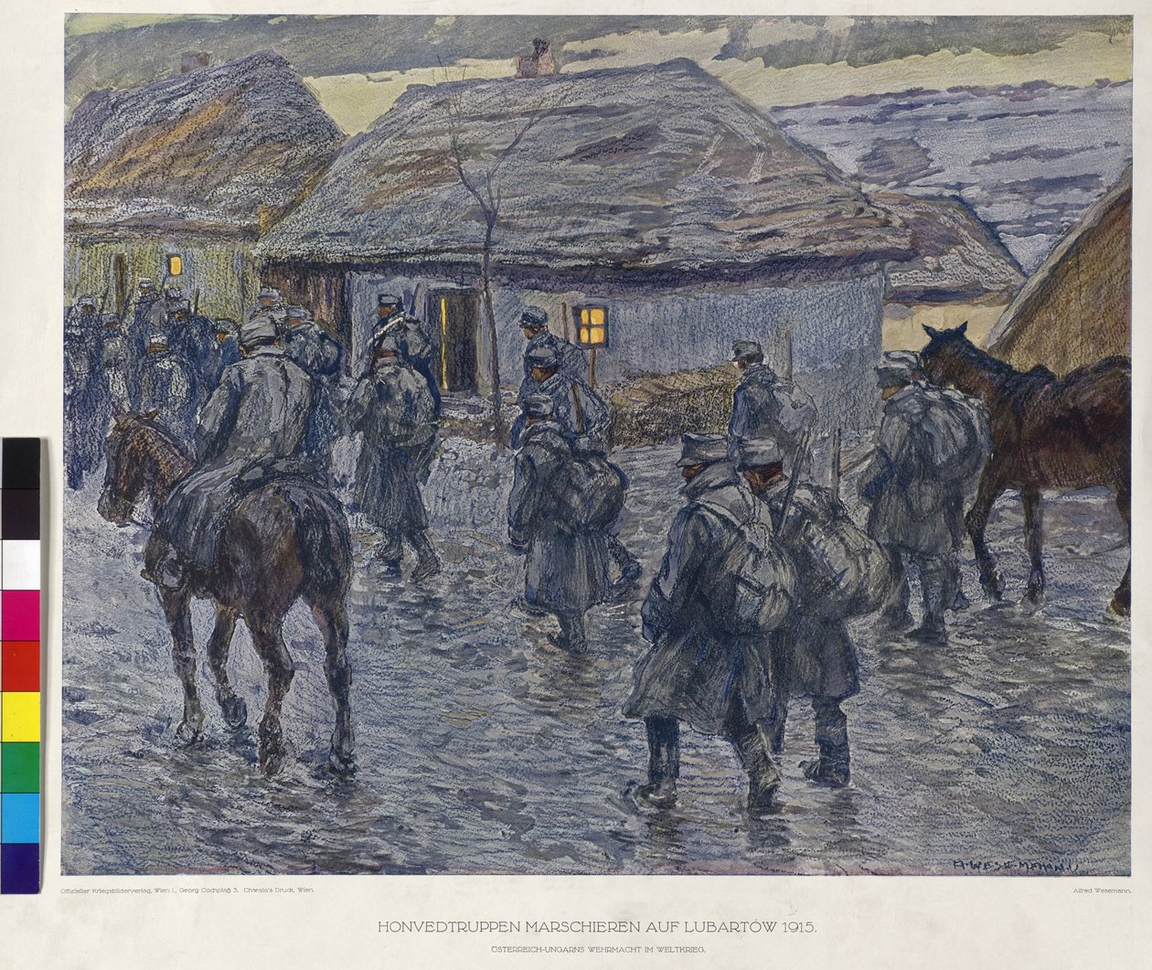 1915 年卢巴尔托夫的红军行军（印刷品） 作者 阿尔弗雷德·韦斯曼