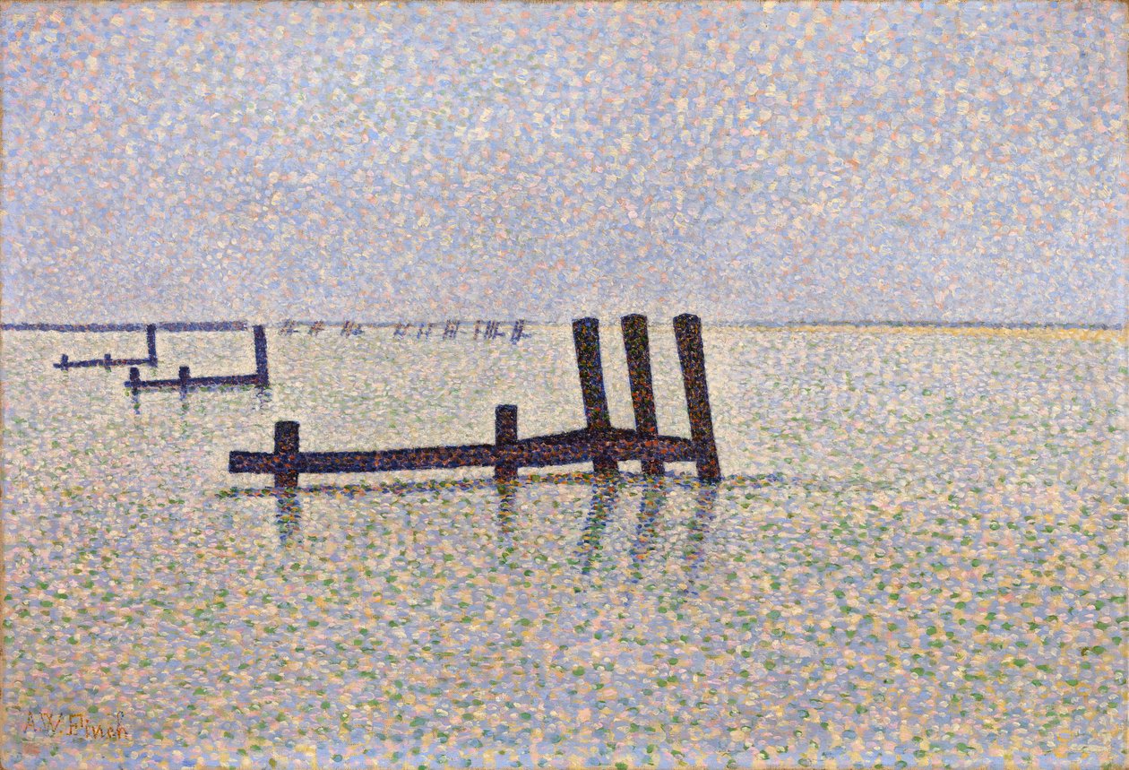 "Vue de la Manche a Nieuport (Nieuwpoort) en Belgique" Peinture de Alfred William (Willy) Finch (1854-1930) vers 1889, pointillisme - Londres, National gallery 作者 阿尔弗雷德·威廉·芬奇