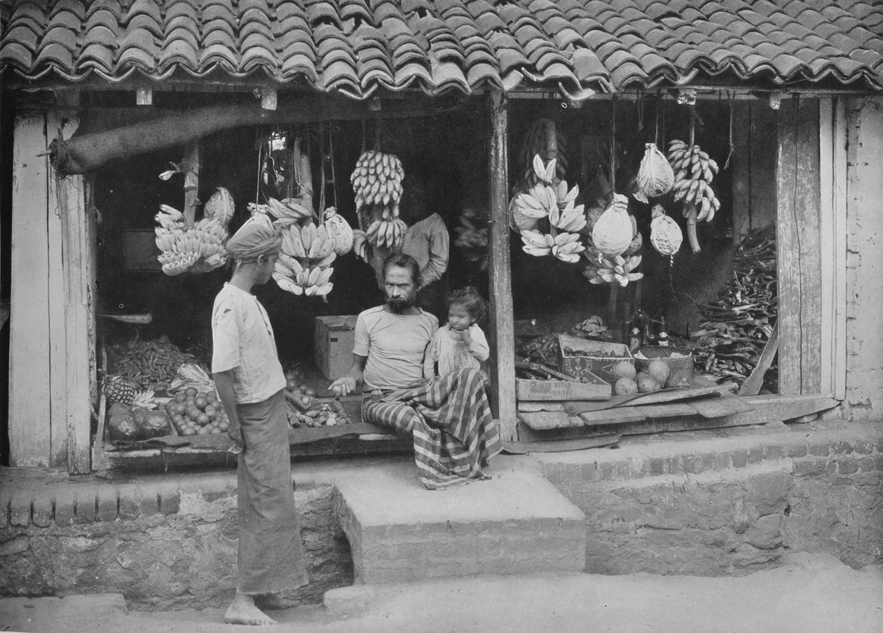 本地精品店或水果店，c1890，1910年 作者 阿尔弗雷德·威廉·阿曼杜斯板