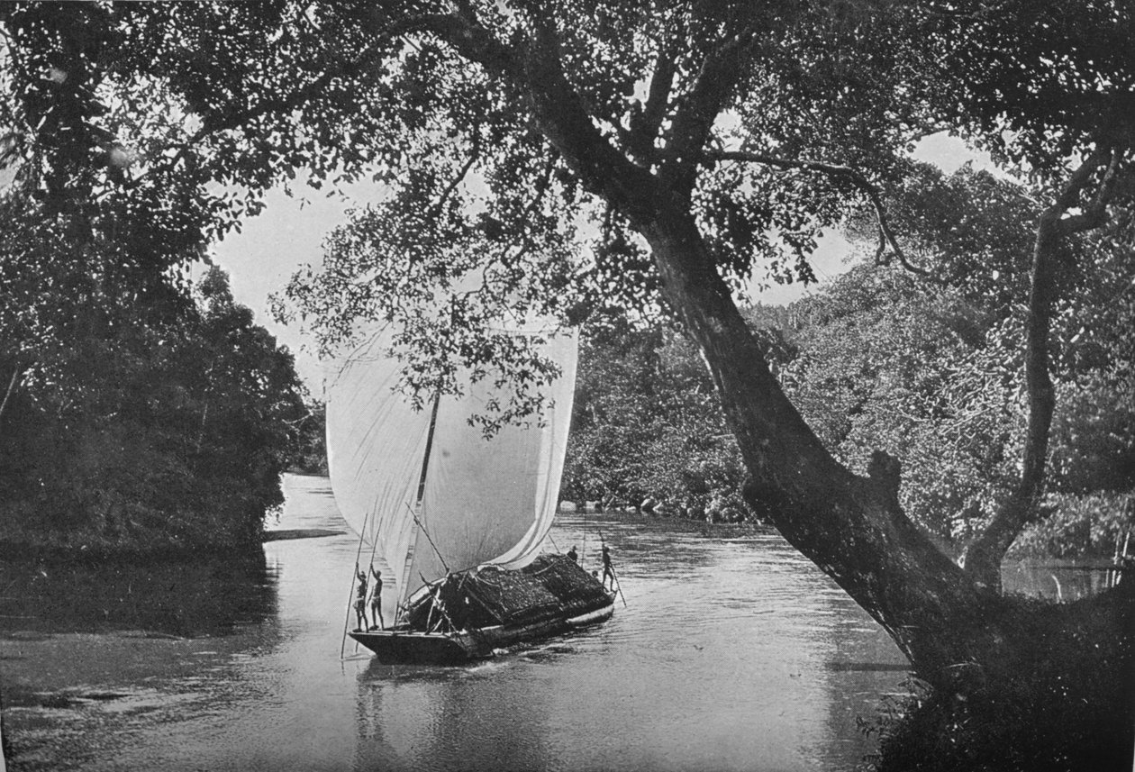 帕达（Padda）船在全速航行，c1890，1910年 作者 阿尔弗雷德·威廉·阿曼杜斯板
