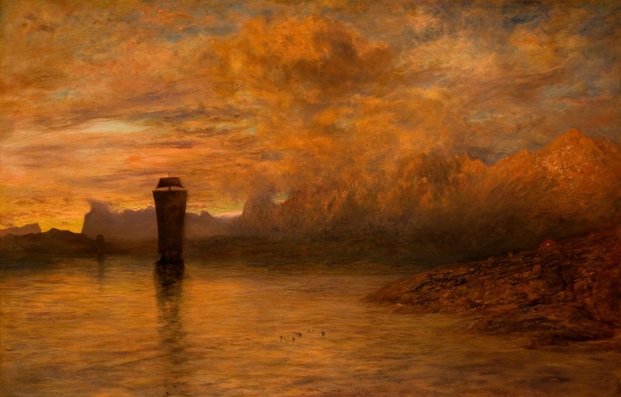 一个挪威的午夜，1878-79。 作者 阿尔弗雷德·威廉·亨特