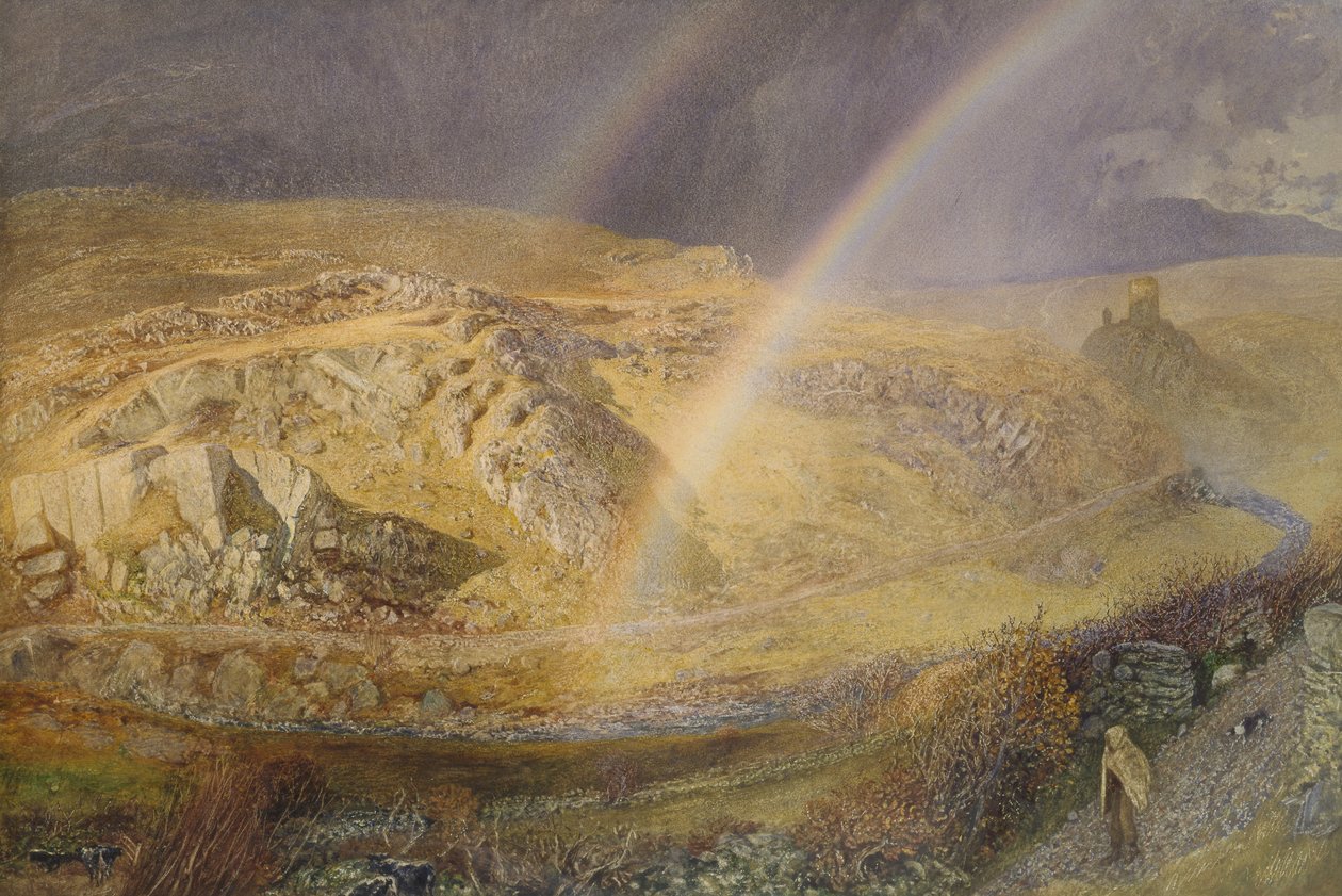 十月彩虹，Dolwyddelan山谷，1866年11月11日，1866年1月18日，1866年（纸上水彩画） 作者 阿尔弗雷德·威廉·亨特