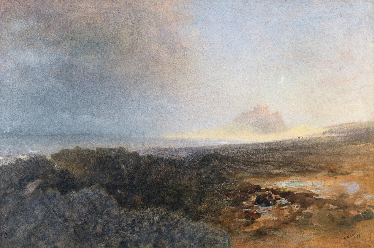 Bamburgh城堡，诺森伯兰郡，1877年 作者 阿尔弗雷德·威廉·亨特