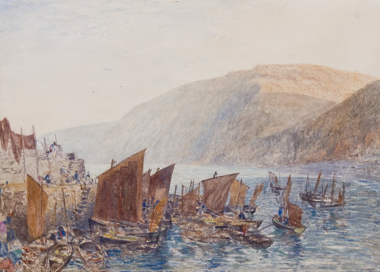 Clovelly Harbour 作者 阿尔弗雷德·威廉·亨特