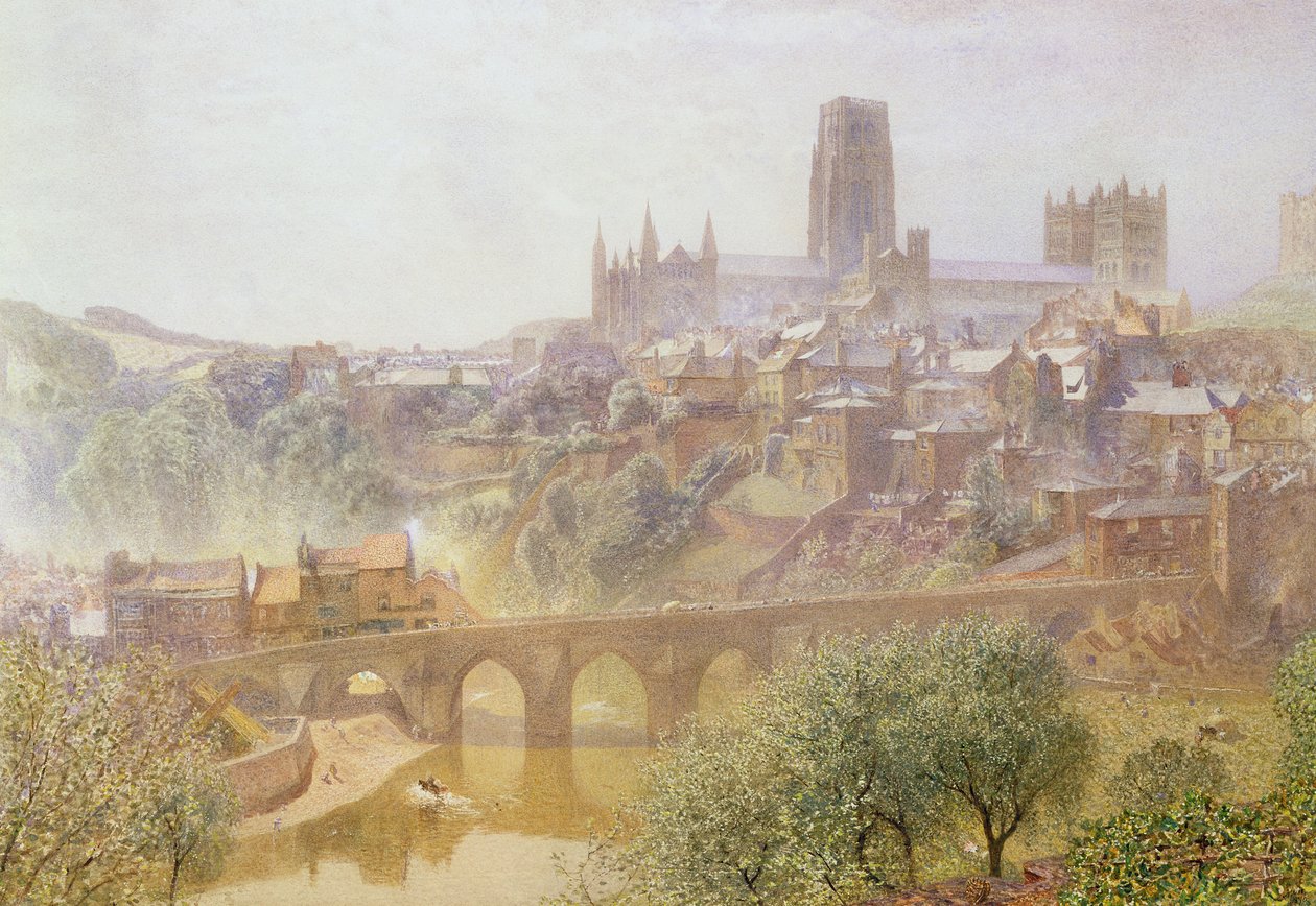 Elvet Bridge，达勒姆，1876年 作者 阿尔弗雷德·威廉·亨特