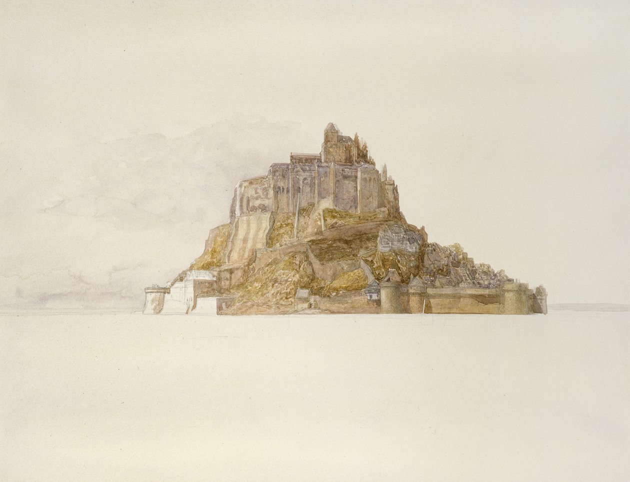 来自金沙的圣米歇尔山，c。 1876年（纸上水彩，纸上） 作者 阿尔弗雷德·威廉·亨特