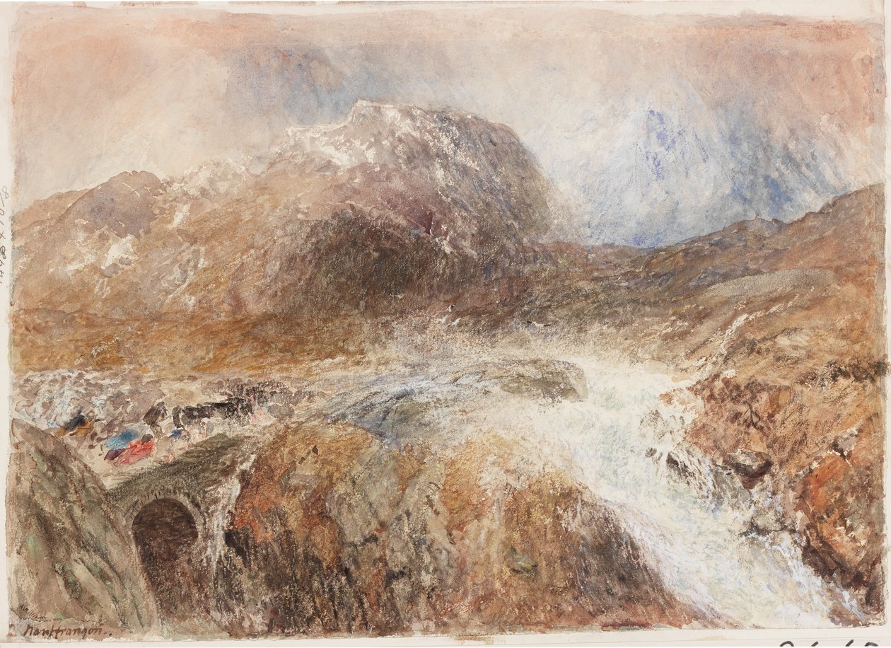 Nant Frangon（纸上的铅笔和水彩画（贴在船上）） 作者 阿尔弗雷德·威廉·亨特